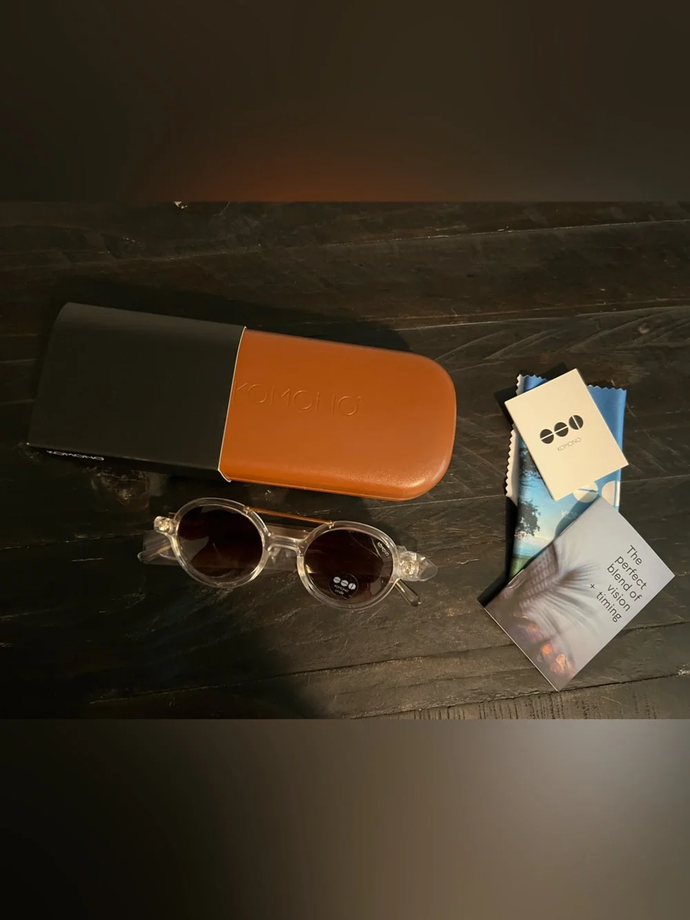 Anthropologie Komono Clear Frame Sunglasses with Brown Lenses and Tan/Brown Case